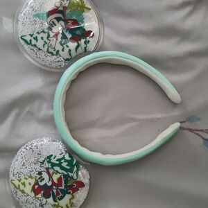 Disney Mint Green and White Mickey Mouse Snow Globe Headband